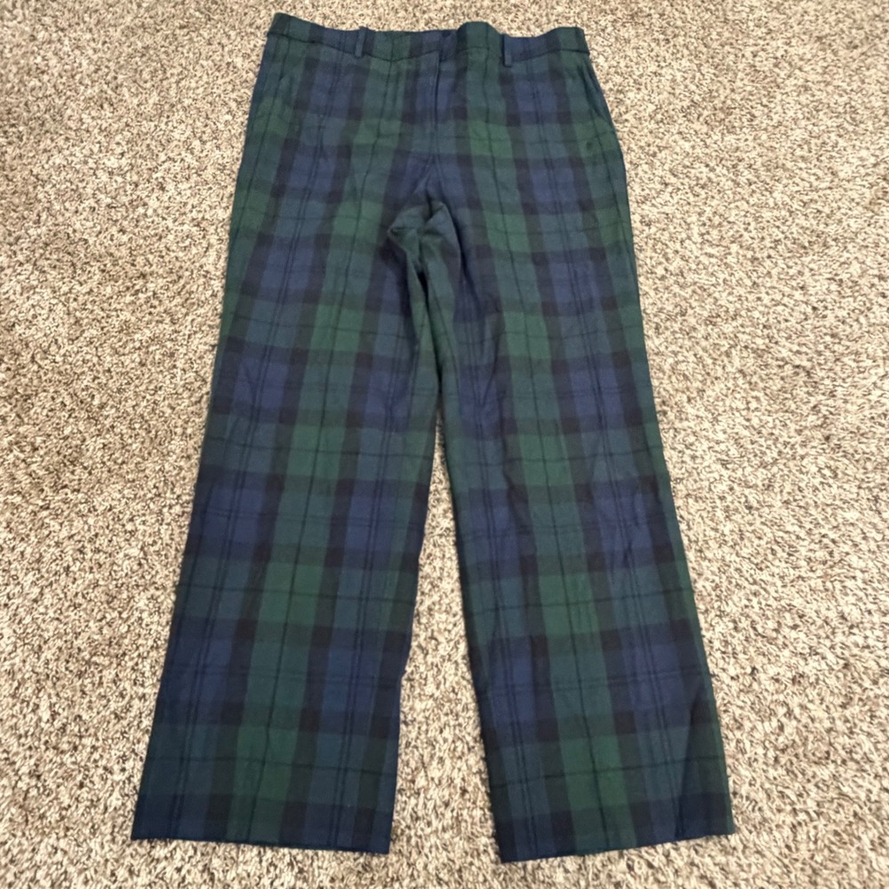 J.Crew Kallie Pant Black Watch Plaid Trousers Green Navy Blue Size 14